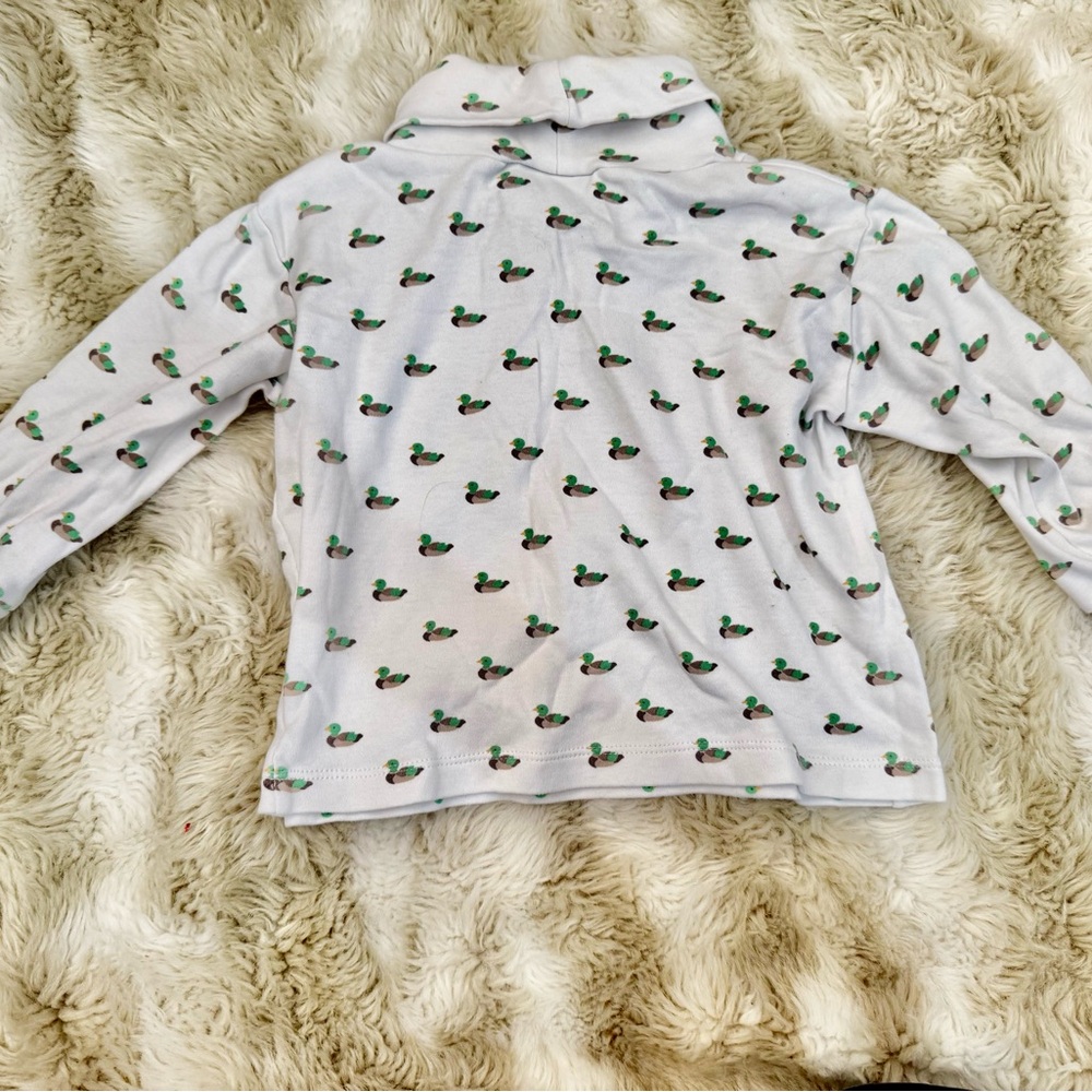 Little English White and Green Duck Print Turtleneck - Picture 3 of 3
